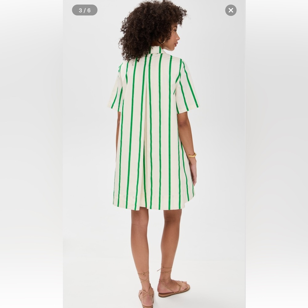 English Factory Cream and Green Striped Dress - Picture 3 of 6